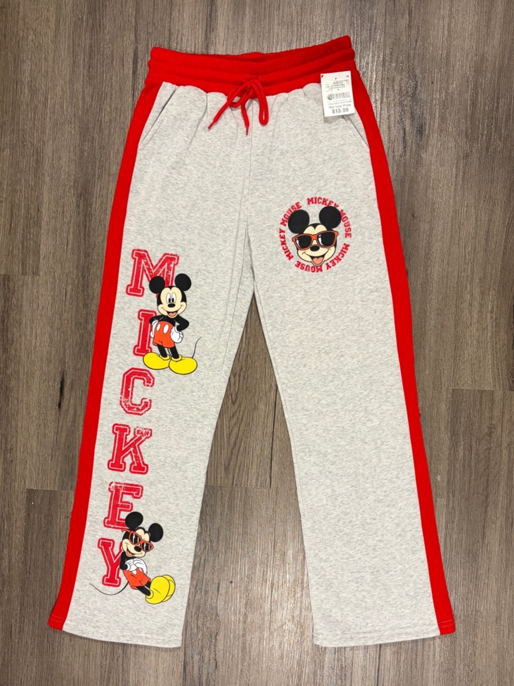 Disney's Mickey Mouse Light Grey and Red Sweatpants